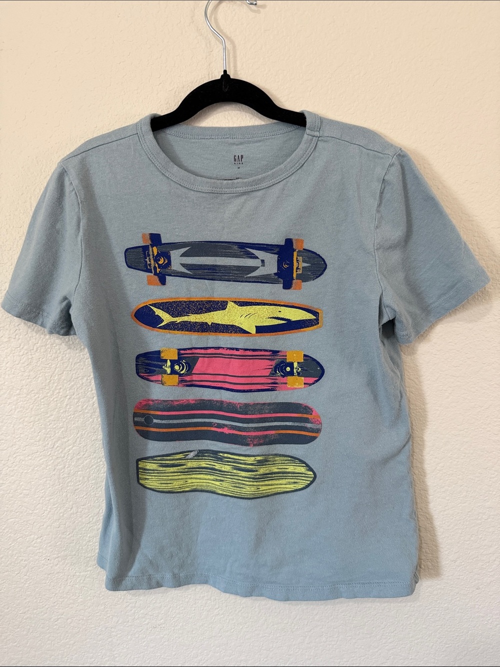 GAP Kids Light Blue Short-Sleeve Tee with Multicolor Skateboard Graphic